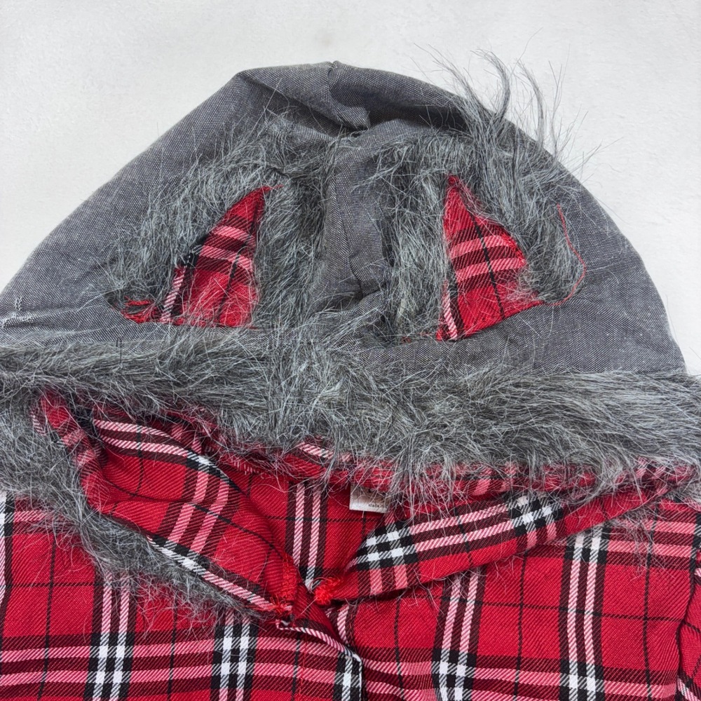 Spirit Wolf Plaid Hooded Dress Costume Faux Fur Trim Faux Fur Trim‎ Size Large - Picture 8 of 9